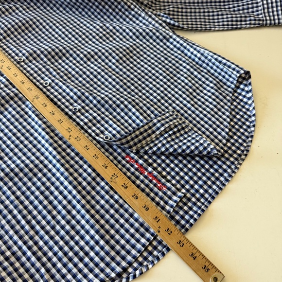 Robert Graham Designer Tri-Blue Plaid Flip Cuff Button Up Dress Shirt Mens XL - Picture 7 of 8